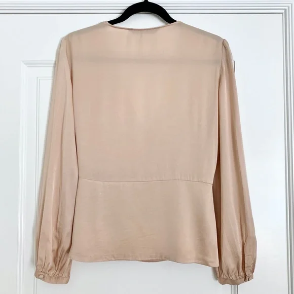 Zara Long Sleeve Silky Wrap Blouse - Medium - Picture 3 of 5